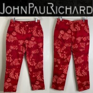 UNIFORM JOHN PAUL RICHARD BALI PAISLEY PATTERNED COTTON STRETCH CAPRI PANTS 10